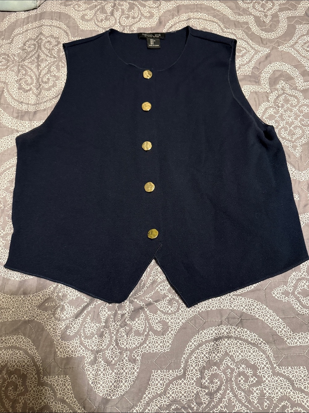 Rachel Zoe Navy Vest with Gold Buttons